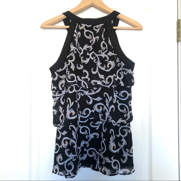 White House Black Market Black Scroll Tiered Top - Picture 11 of 16